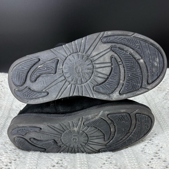 UGG Tall Alber Black Side Zipper Suede Womens 7 Winter Boot Mid Calf Fur Lined - Picture 6 of 10